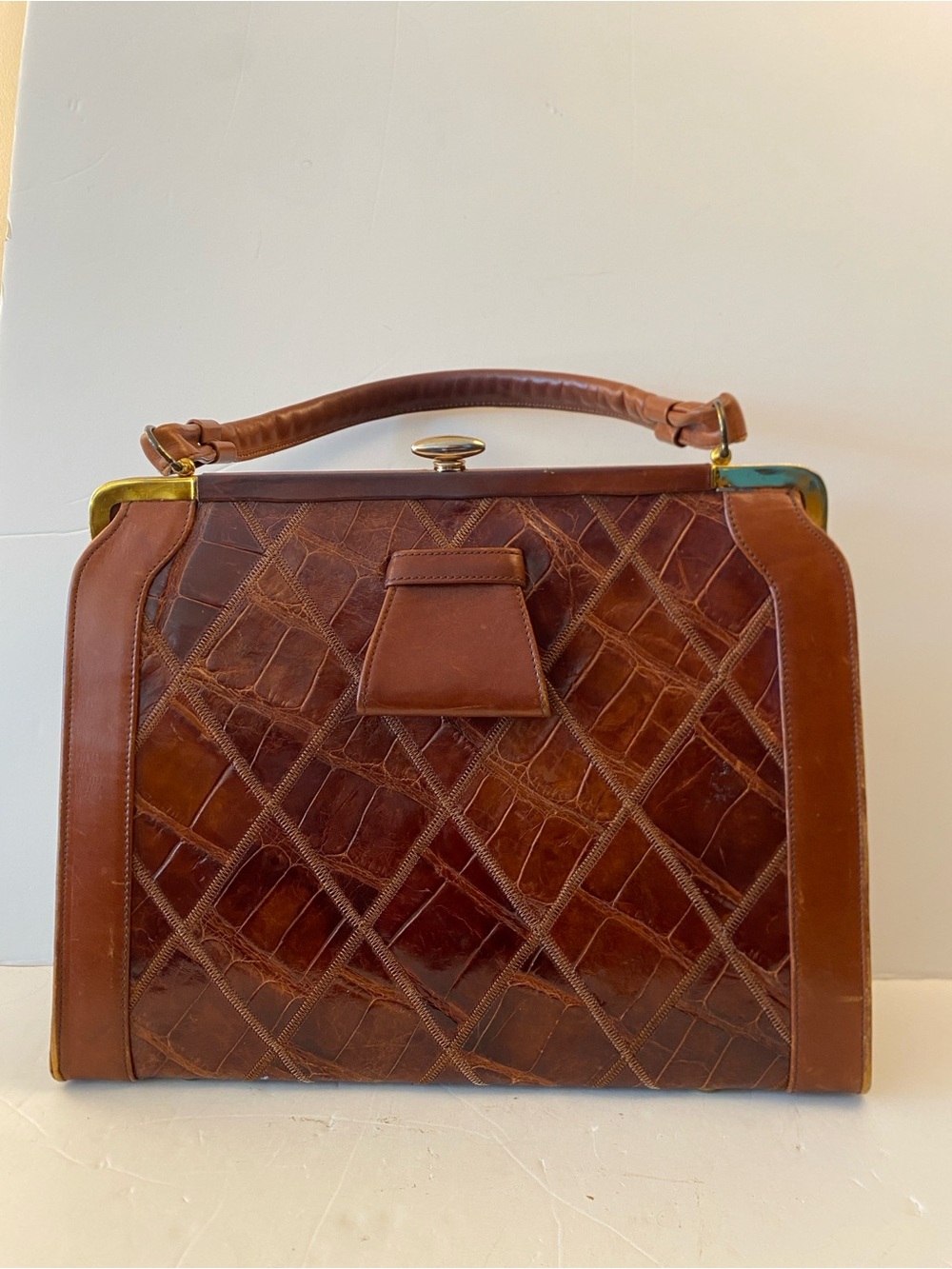 Vintage Genuine Alligator Leather Handbag Purse 1940-50s